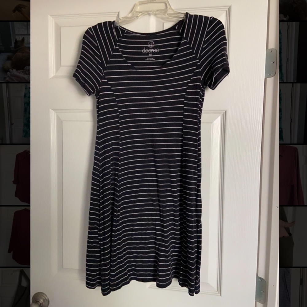 Black/white stripe cozy swing dress - Picture 3 of 5